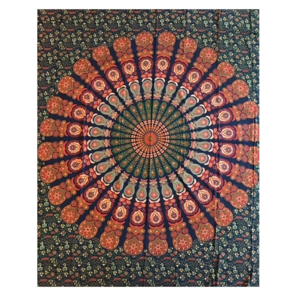 Tantra Massage Shop Ritualtuch Indisches Baumwolltuch Flotter Mandala Orange