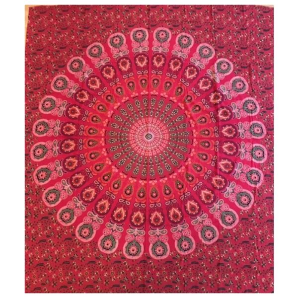 Tantra Massage Shop Ritualtuch Indisches Baumwolltuch Flotter Mandala Rot